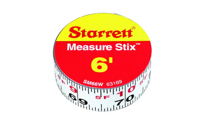 Starrett 3/4" x 6' Measure stix is manufactured with high quality precision steel. Produced with a permanent adhesive backing providing convenient, at-a-glance measurements. Can be mounted on work benches, saw tables, drafting tables, and more. The stix easily cut to proper size with scissors. Reads with left to right.