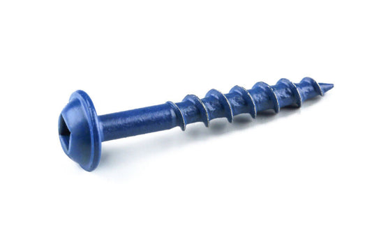 The Kreg "Blue-Kote" Screws feature three anti-corrosion layers, making them the perfect choice for a wide variety of indoor and outdoor projects. "Blue-Kote" Screws provide rust-resistance up to 400% greater than zinc-plated screws and work with pressure-treated material. Maxi-Loc head. SML-C150B-1200