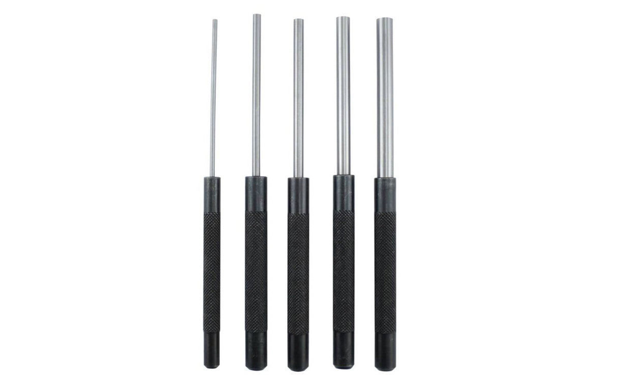 This General Tools Drive Pin Set - SPC76 is ideal for removing metal pins from holes. Made of hardened, tempered and heat-treated tool steel. Sizes included:  76A  1/8