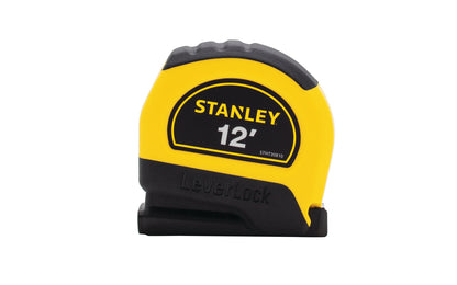 Model STHT30810 · Stanley Tools Leverlock model tape measure - Blade locks automatically. 12' long. 1/2" wide blade - Non-glare blade. Easy to read, comfortable to hold, & built to last, this tape measure is a versatile for all your jobs. The tape measure has a squeeze bottom lever to retract the blade. 076174308105