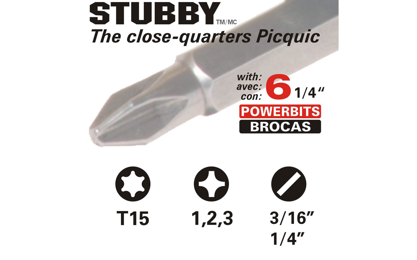 Picquic Black "Stubby" Multi-Bit Screwdriver