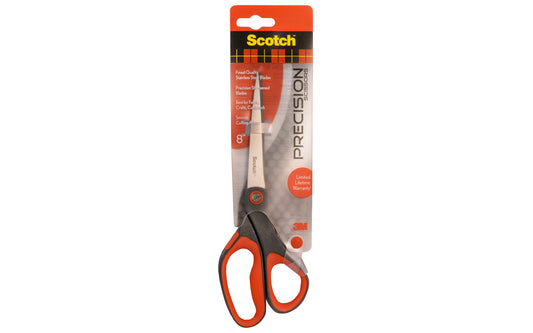 Professional 3M Scotch 8" Precision Scissors No. 1448. ~ Great for fabrics, heavyweight paper & photos. Finest quality stainless steel blades for a sharp edge & long cutting life. Smooth cutting action for performance. Soft comfort grip handle. Tension adjustable screw for premium performance. 051135208373