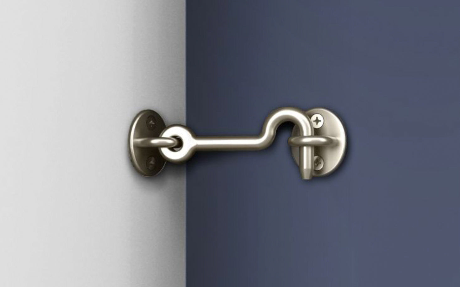 4" Satin Nickel Privacy Hook. Designed for interior barn door hardware. privacy hook. Adds a privacy function to any sliding door hardware door. Includes fasteners. Sold as a single hook and pad. Includes four flat head phillips screws. National Hardware model N187-036. 886780018981
