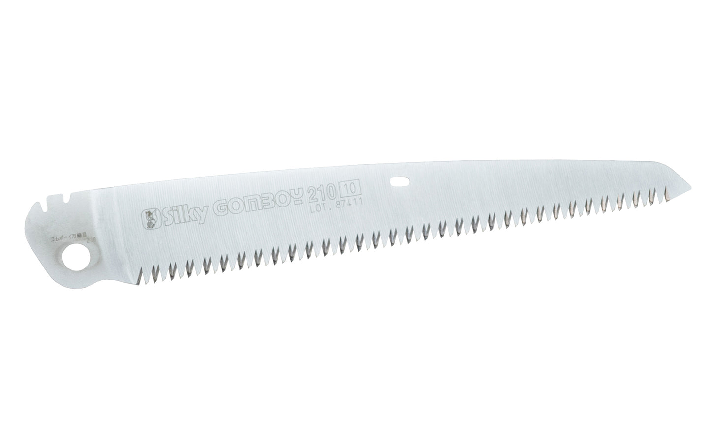 Silky Gomboy 210 mm Replacement Pruning Saw Blade that is great for use on green woods, & dry woods too. Teeth on the saw blade have 9 TPI which allows for very fast aggressive cutting. Teeth are impulse hardened which makes the blade tough & durable for prolonged life & wear ~ Fast aggressive cutting blade