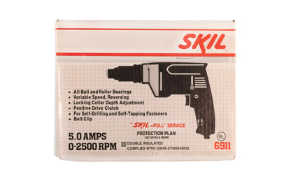 Skil Professional Depth Adjustable Screwdriver. For Self-Drilling & Self-Tapping Fasteners. Model 6911. Made in USA. 039725069115. Skil Corded Screw Gun. USA-Made. Skil Power Screwdriver. Variable Speed, Reversing. 5.0 Amp ~ 0-2500 RPM. All Ball & Roller Bearings. Positive Drive Clutch. Locking Collar Depth Adjustment