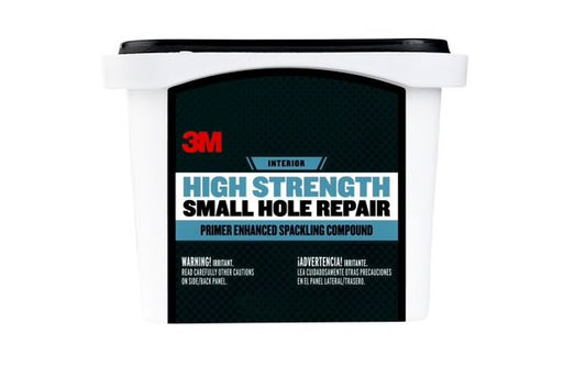 3M High Strength Small Hole Repair - 8 oz. 3M High Strength Small Hole Repair is an innovative lightweight compound that features primer enhanced spackle. The product offers great hiding power & repairs 3x faster than traditional spackling compounds. Ideal for filling knicks & nail holes. Model SHR-8-BB. 051141952642