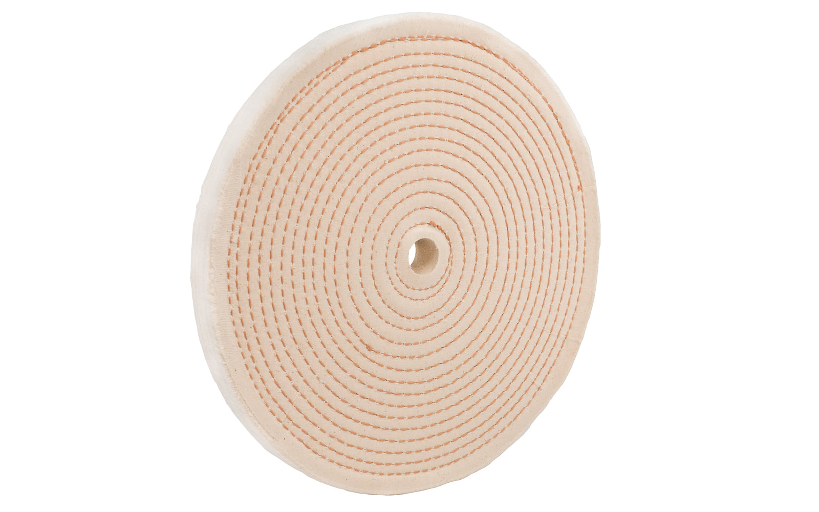 10" Spiral Sewn Buffing Wheel ~ 1" Thick is a workhorse for aggressive cutting & coarse buffing. 3/4" hole diameter. 1" wide thickness. Made in USA. spiral sewn wheel for prolong service. For coarse cutting & buffing, & flexible grinding. Stiffer cotton sheeting held together with 1/4" wide spiral sewn lockstitch sewing. Dico 528-80-10