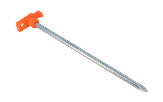 These 10" steel nail peg stakes are great for holding down tarps, tents, blankets, or use as landscaping stakes, etc. Made of heavy-duty plated steel, they will reliably penetrate the hard & firm ground. 10" length x 5/16" diameter. Made by Coghlans. 056389083110