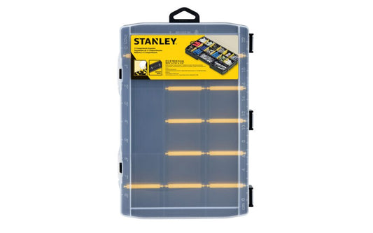This 17-Compartment Tool Organizer helps keep accessories, small parts, and other small items organized. The clear top lid allows you to easily identify items inside, and removable dividers provide versatility to store a variety of shape and size items. Stanley 17 Compartment Organizer ~ STST14111. 076174816808