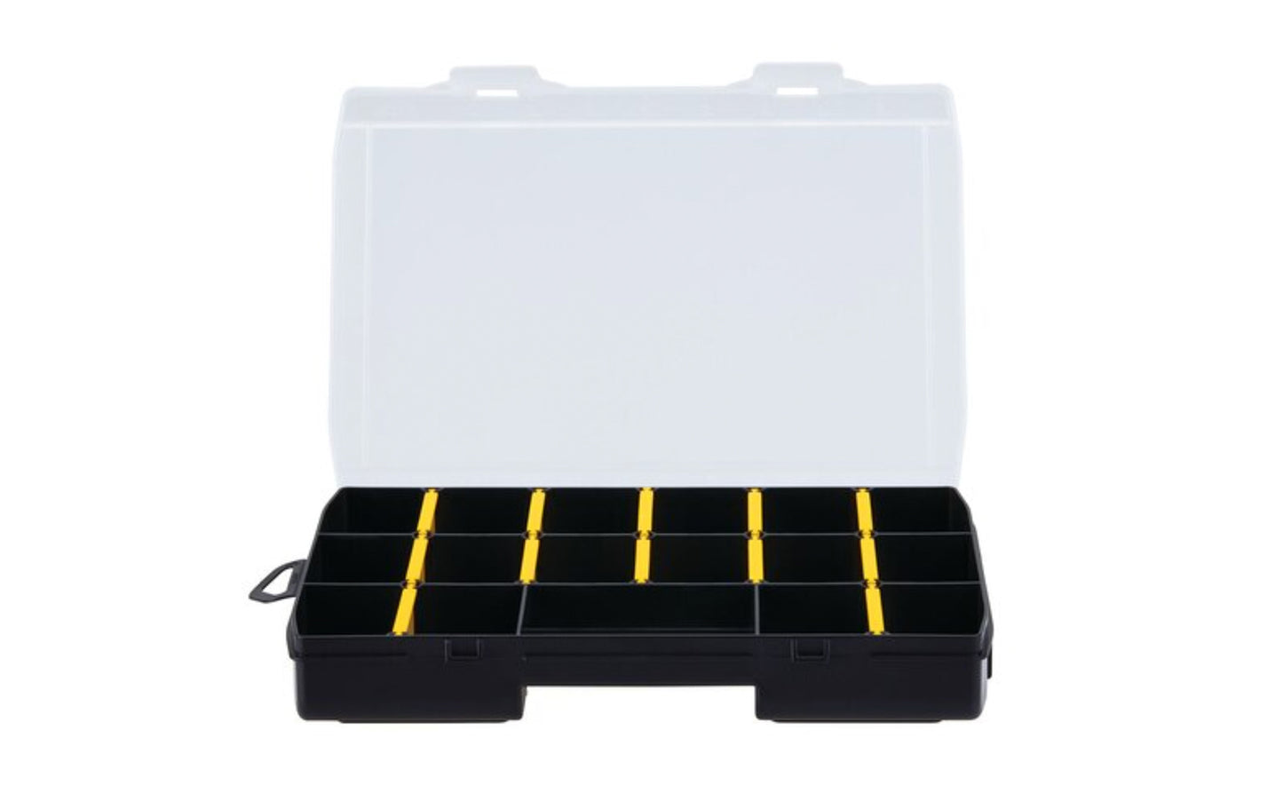 This 17-Compartment Tool Organizer helps keep accessories, small parts, and other small items organized. The clear top lid allows you to easily identify items inside, and removable dividers provide versatility to store a variety of shape and size items. Stanley 17 Compartment Organizer ~ STST14111. 076174816808