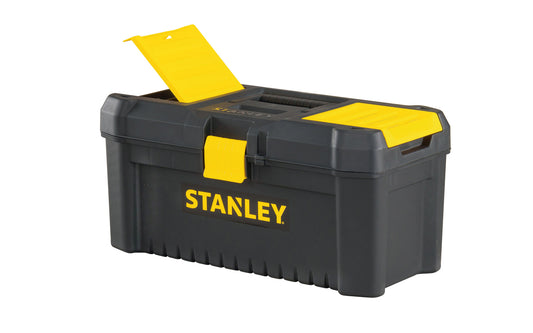 Stanley 16" "Essential" Toolbox is newly redesigned & engineered to satisfy virtually any storage need. It has top organizers for small parts organization & includes a tool tray with handle. It also has a padlock opening, which enables to lock the tool box. 076174755176. Model No. STST16331. Made in Isreal
