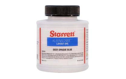 Starrett "Kleenscribe" Layout Dye - Deep, Opaque Blue - 4 oz. Model No. 1610-4. 049659532128.  Made in USA.