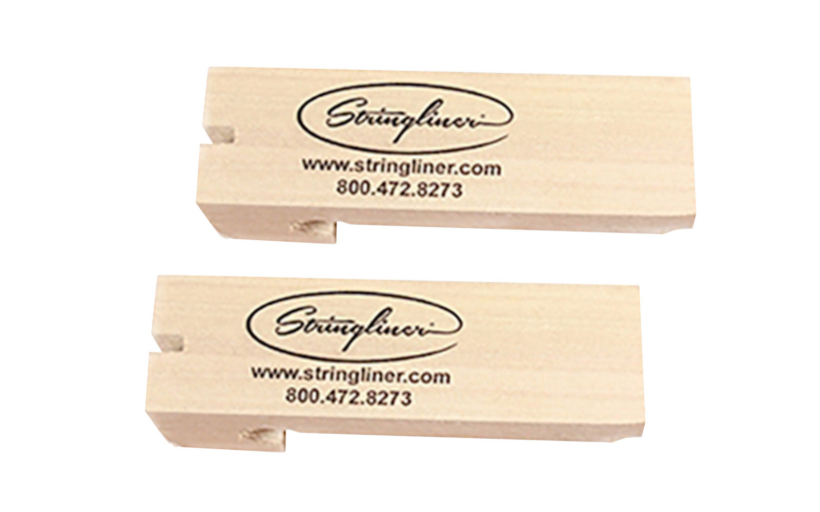 These Stringliner Line Blocks are made of 4" long wood & used in conjunction with mason’s line to set a level line course & corners when working with bricks & blocks. Wooden Line Blocks - 2 Pack. Stringliner Model 25943. Made in USA