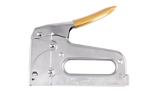 Arrow Fastener T50PBN Heavy Duty Staple Gun - Made in USA. Model T50PBN. Ideal for general repairs, professional uses, upholstery, insulation, light trim. Use with Arrow T50 Staples & Arrow 18GA 5/8" Brad Nails (#BN1810). Jam resistant mechanism. Powerful coil spring. Hardened steel working parts. 079055050018