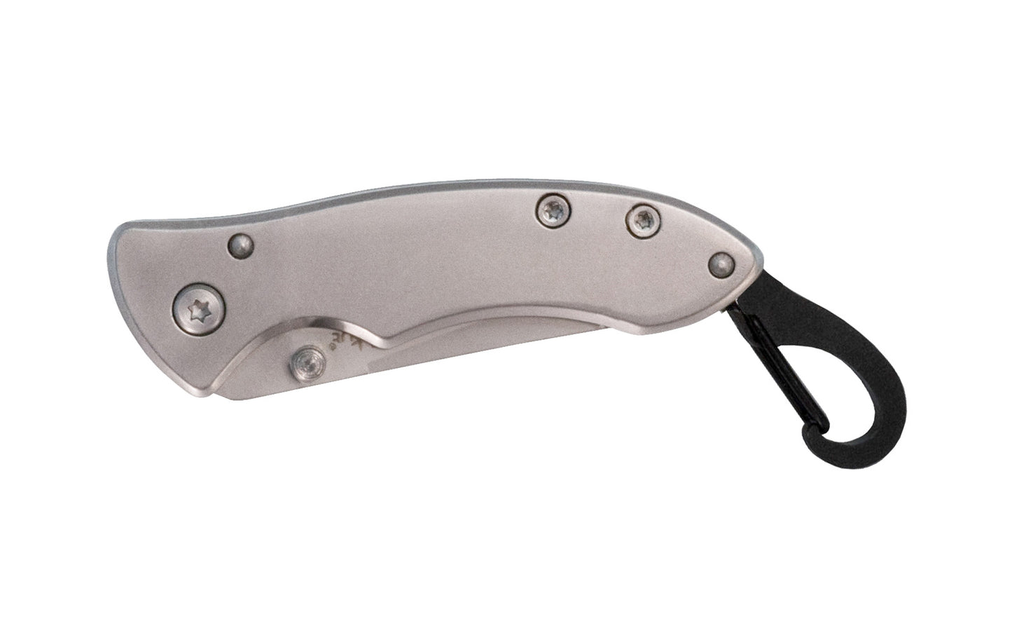 Tekut "Buddy" Stainless Folding Pocket Knife with keychain attachment clip.