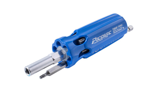 Picquic Model 88155 - "True Torx" with a solid handle for comfort & torque, & has no moving parts. Bits included: 10, 15, 20, 25, 27, 30, 40 Torx bits. Picquic TrueTorx Multi-Bit screwdriver with bit storage in handle. 57369881559. magnetic rare earth magnet holds the working bit in shank. Precision-machined power bits