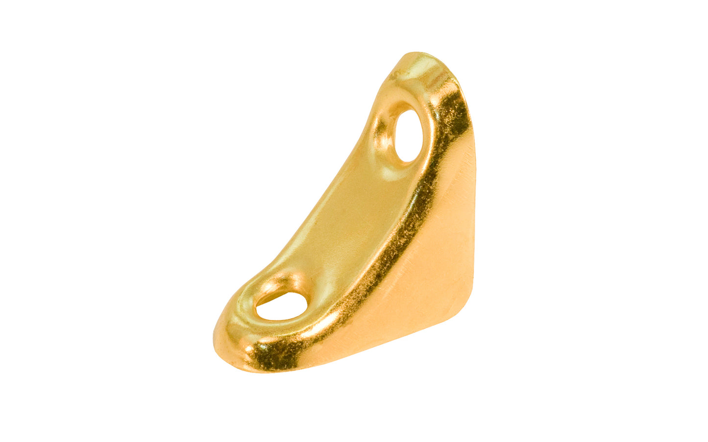 Brass Finish Chair Braces with smooth rounded edges. Excellent for many applications including chairs, tables, angle joints, shelves, cabinets, etc. Made of steel material with a brass finish. Sold as single brace. 