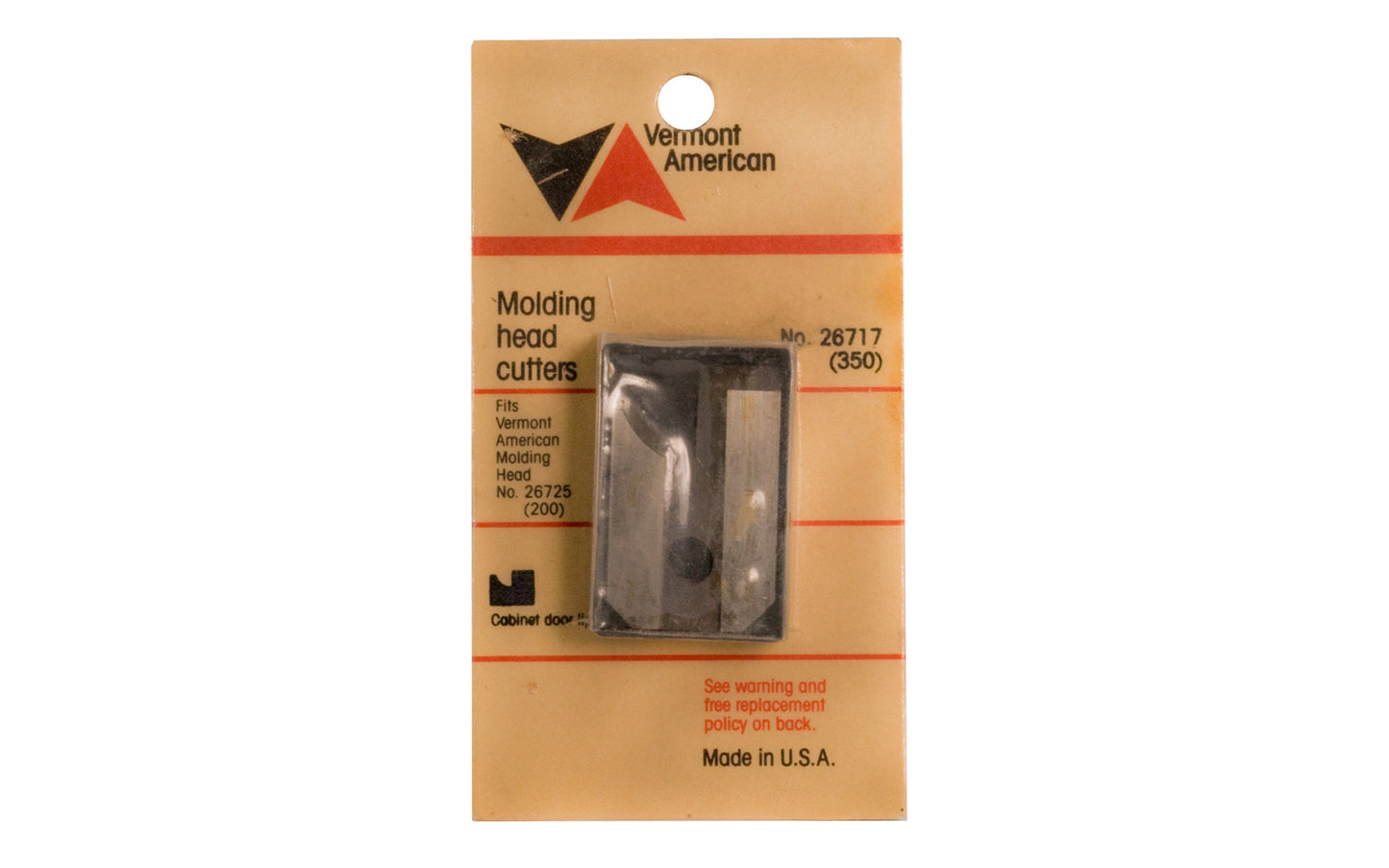Vermont American Moulding Head Cutters - No. 26716 (304). Fits Vermont American Molding Head No. 26725 (200). Cabinet door tip. Made in USA. 