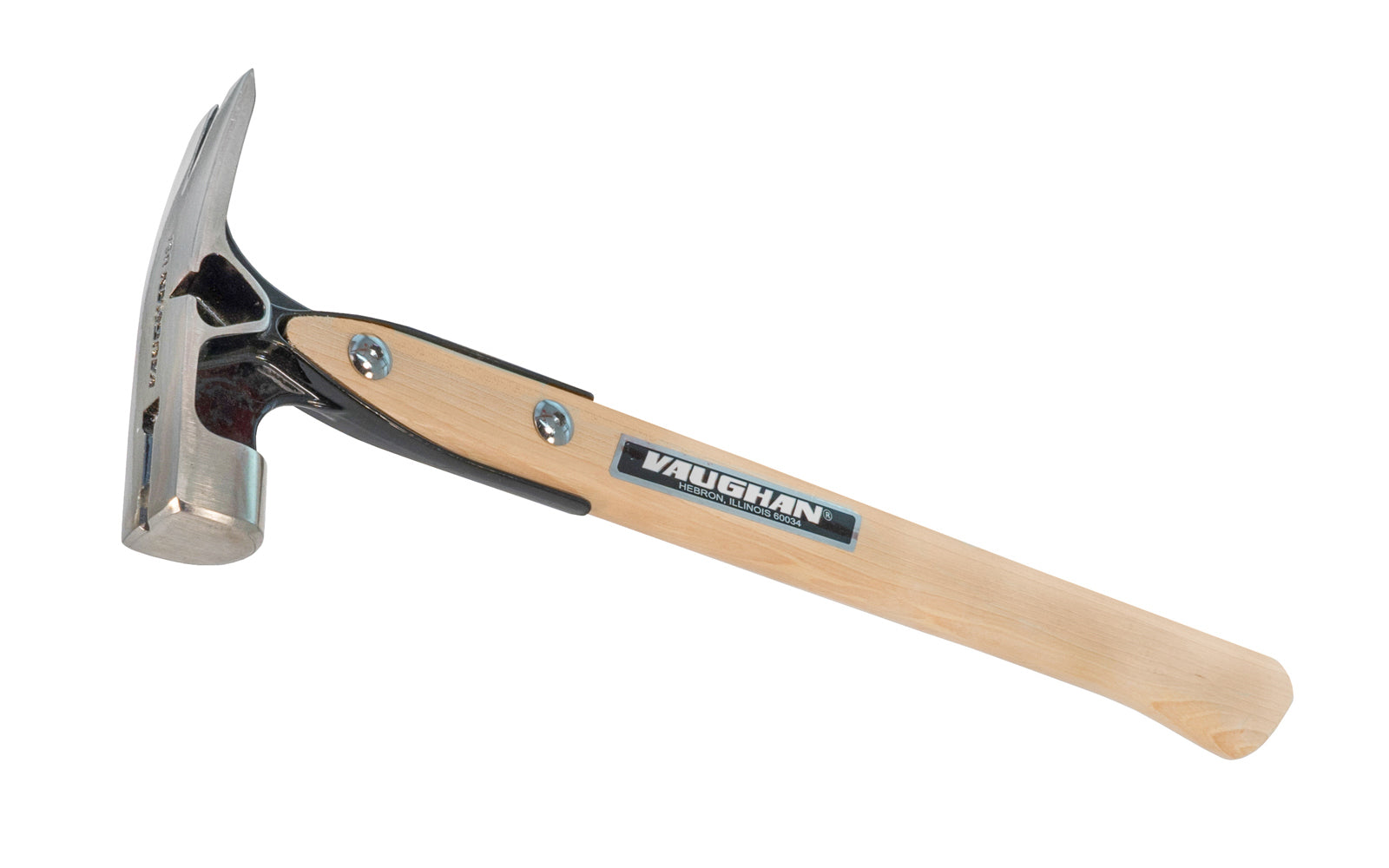 This 18 oz Smooth face Vaughan hammer has a steel head with overstrike guard. A magnetic nail holder for one handed nail starting while the sidewinder nail puller provides extra leverage for removing nails without ripping up forms. Smooth face. Straight Hickory hardwood handle.  051218072822. VW18P. Made in USA