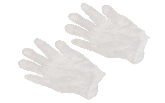 These powder-free Vinyl gloves are good disposable gloves for a variety of uses including home improvement, light duty work, shop use, food preparation, painting, cleaning, hobby work, arts & crafts, etc. Beaded cuff style Powder free Vinyl - 100 gloves in box - Ambidextrous design fits right or left hand - No latex