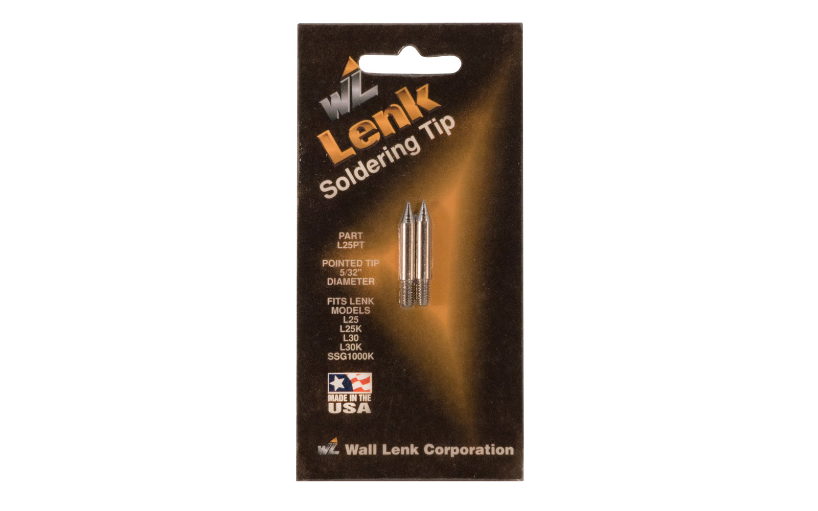 Wall Lenk Replacement Pointed Soldering Iron Tips for the Wall Lenk electric soldering irons. It has a pointed tip with a 1/4