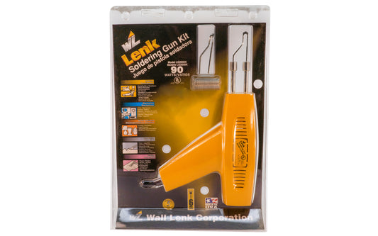 Wall Lenk 90W Soldering Gun Kit ~ LG2000K. 90W soldering gun for fine & intricate soldering: Fine wiring, electronics, hobbies, & crafts. This kit contains 2 soldering tips & 6 grams of lead-free solder. Provides tip temperature up to 850° F.  Made in USA. 048491100175