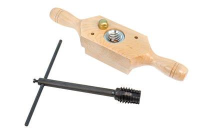 Wood Threading Kit - 1/2" x 8 TPI Tap & Die Set. Threads cut directly into wood. Nicely made wooden thread box for cutting threads on wooden dowels. Each size of thread box comes with a matching tap to complete the set. Includes threadbox & matching tap tool. Model 800-1008. 744391115584