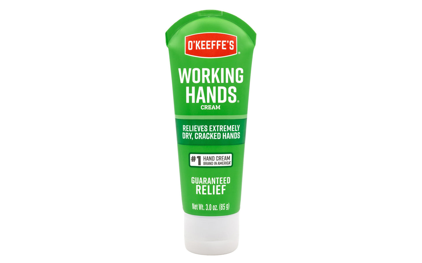 O'Keeffe's Working Hands 3 oz tube hand cream. Concentrated, highly effective moisturizer. Relieves extremely dry hands that crack & split. Ideal for dry skin, skin repair, cracked skin, skin relief, and skin care. Creates a moisture barrier that seals moisture in the skin, even through hand washing. 722510029004