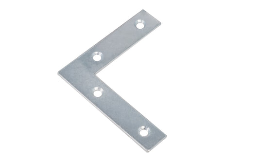 These flat corner irons are designed for furniture, cabinets, shelving support, etc. Allows for quick & easy repair of items in the workshop, home, & other applications. Made of steel material with a zinc plated finish. Countersunk holes. Sold as singles, or bulk box of (48) flat corner braces. 2"  long x  2" long size.  Screws not included.
