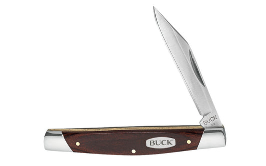 Buck Knives 379 Solo Pocket Knife - Model No. 0379BRS-B - Single blade knife - "Solo" model - One Blade Knife - Woodgrain with nickel silver bolsters  - Blades are made of 420J2 Stainless Steel - Satin finish - Jack Knife