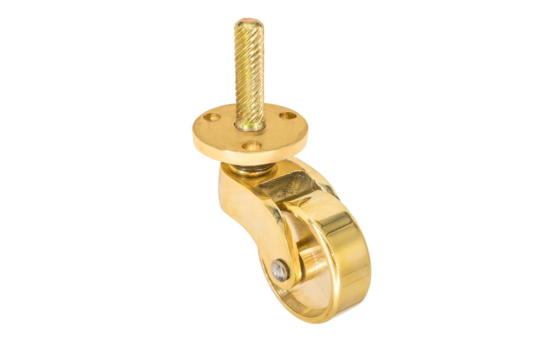 Solid Brass Stem-and-Plate Caster with 1 Brass Wheel
