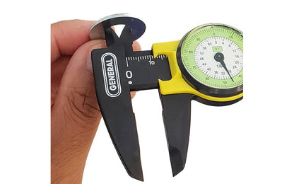General Tools 6" Dial Caliper - Model No. 142 ~ Direct reading .01" & 1/64" on dial & mm on bar scale - Inside, outside, depth & step measurements