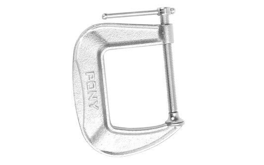 Pony C-Clamp ~ 2-1/2" Opening Capacity x 2-1/2" Jaw Depth - 2,200 lb. Clamping Force -  Pony Model No. 244 - Bright zinc plated steel