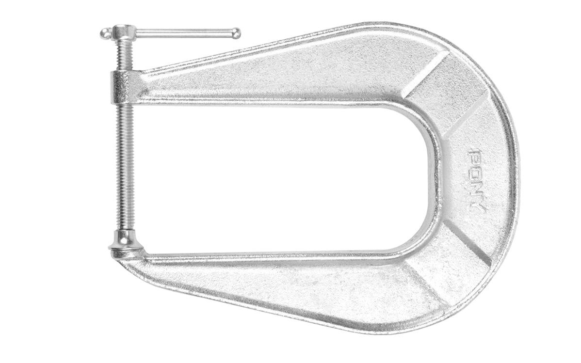 Pony C-Clamp ~ 2-1/2" Opening Capacity x 5" Jaw Depth - 2,400 Clamping Force - Pony Jorgensen carriage C-clamp - Bright zinc plated steel