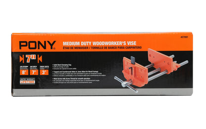 Pony 8" Medium Duty Woodworker's Vise ~ 7" Jaw Opening - Model No. 27091 - Pony Jorgensen Vise ~ Main screw with acme thread & double steel guide bars for smooth operation