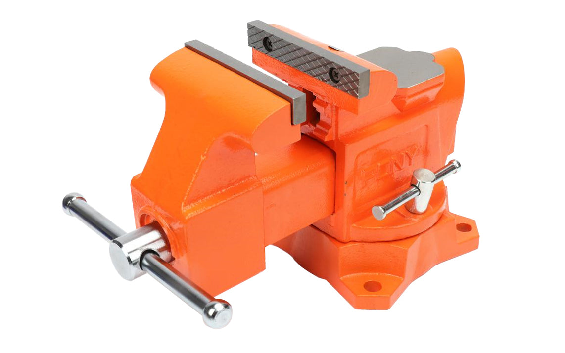 Pony 4" Heavy-Duty Bench Vise with Swivel Base ~ 3-1/2" Jaw Opening - Model No. 29040 - Jorgensen Pony Tools - Permanent pipe jaw, ground & polished anvil, & forming horn