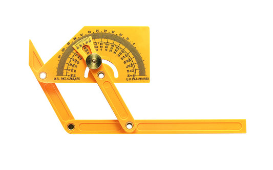 General Tools - Model No. 29 ~ Protractor / angle finder measures inside, outside & slope angles ~ Measures from 0° to 180° in both directions & 0° to 90° on opposite sides ~ Four-piece sturdy design – with brass lock nut ~ Articulating arms make measuring awkward angles easier ~ 038728221483