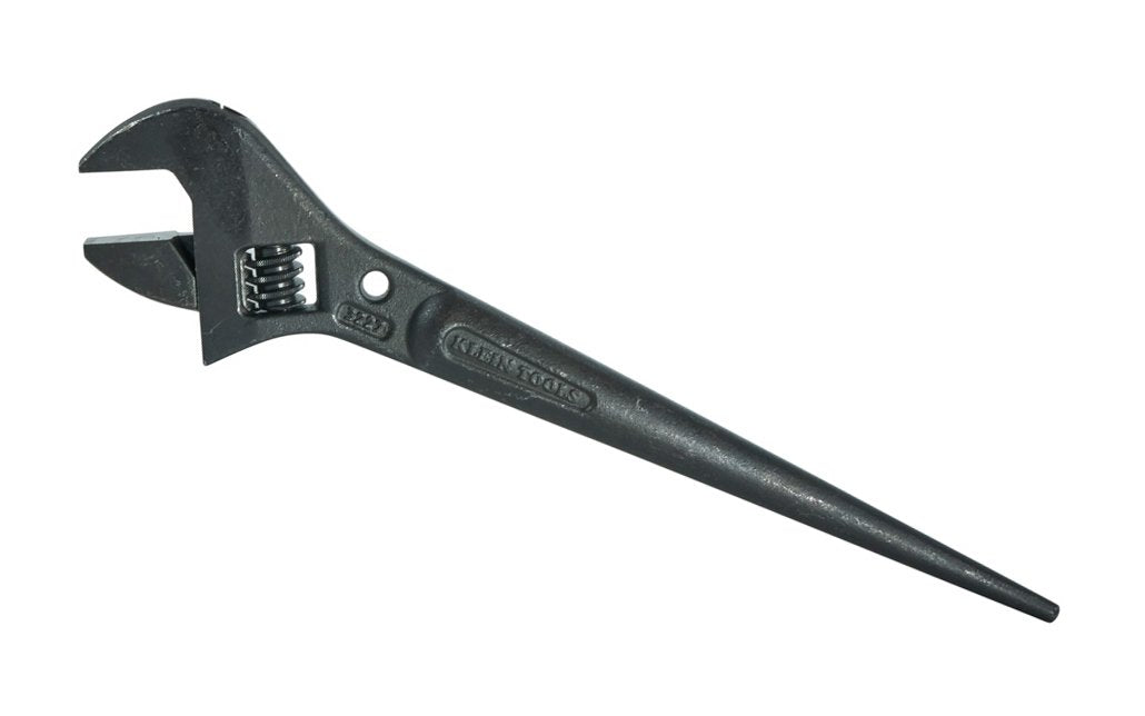 Klein Tools - Model 3227 - Wrench fits nuts & bolts to 1-1/4-Inch (33 mm) - Precision-machined jaws - Tapered Handle - Spud Handle - Erection Handle - 10" overall length - Heat-treated for long life - corrosion resistant -  Knurl turns smoothly for easy operation - 1-1/4" opening capacity - Spud Wrench - Made in USA - 092644670176