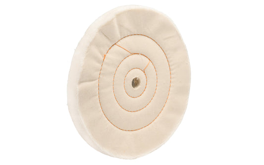 The 8" Cushion Sewn Buffing Wheel ~ 1/2" Thick is ideal for light cutting & coloring (polishing). 5/8" hole diameter. 1/2" wide thickness. Made in USA.his cushion sewn wheel is designed for light coloring (polishing). Made of fine cotton sheeting held together with three circles of lockstitch sewing.