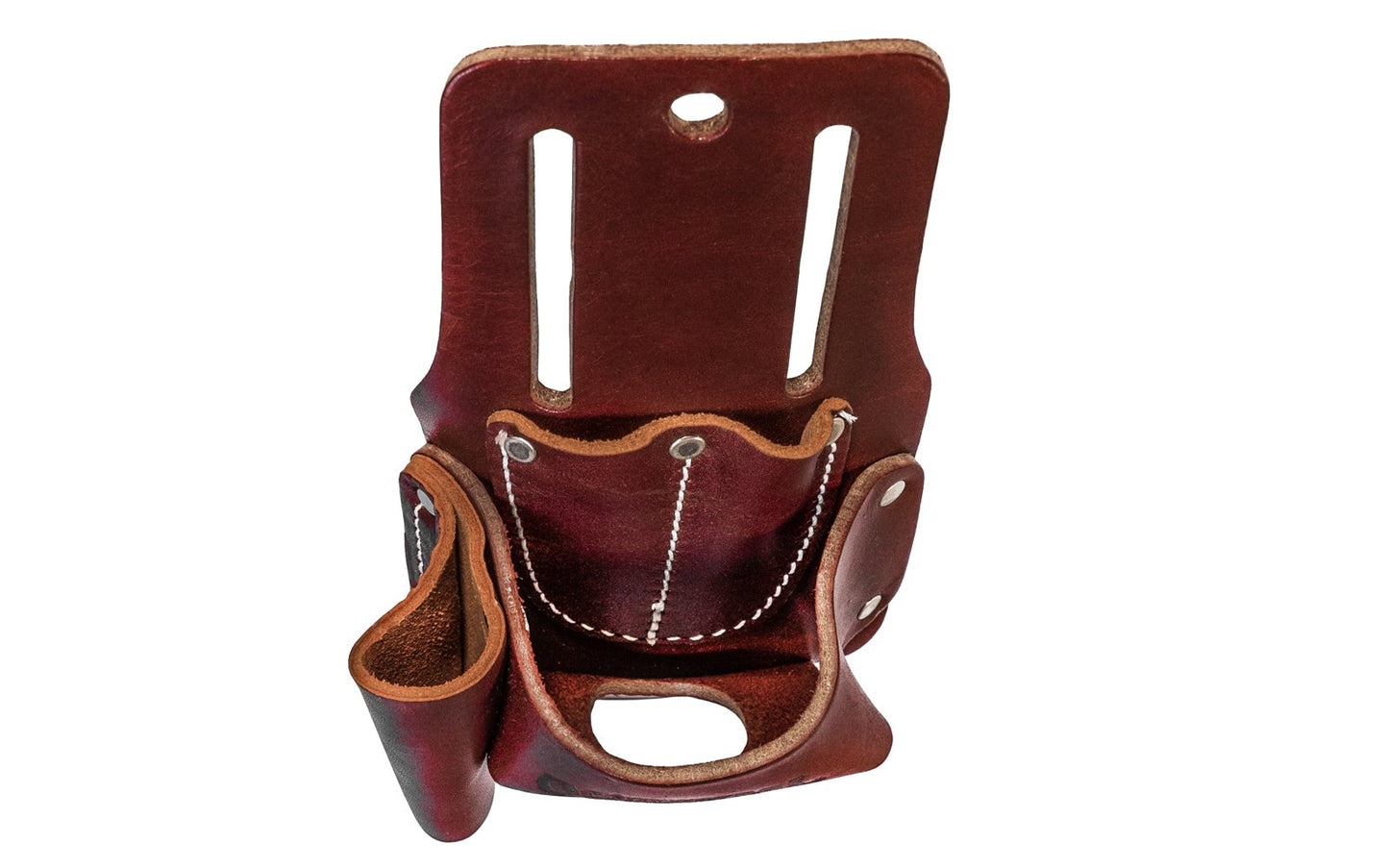 Occidental Leather Tape & Knife Holder ~ 5047 - Made in USA ~ Made of Sturdy Thick Leather - 3" Projection  -  Holster - Fits up to a 3" work belt - Extra Thick Leather - Riveted - The holder fits a measuring tape, utility knife & two carpenter pencils