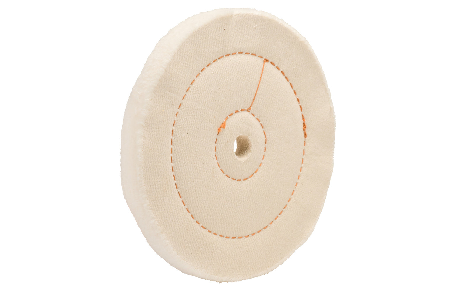 The 6" Cushion Sewn Buffing Wheel ~ 1/2" Thick is ideal for light cutting & coloring (polishing). 6" diameter of wheel. 1/2" hole diameter. Dico Polishing Company 528-36-6 ~ Made in USA.