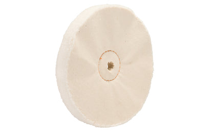6" Loose Sewn Buffing Wheel 1/2" thick ~ Loose sewn is designed for final polishing & for a brilliant luster. Wheel for color buffing (polishing). Narrow for hard to reach places. 6" diameter of wheel. 1/2" hole diameter. Fine cotton sheeting held together with a circle of lockstitch sewing. Dico Polishing Company 528-14-6. Made in USA. 