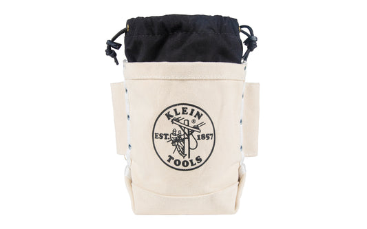 Klein Tools - Made in USA ~ 5416TCP - Tough Canvas material - Klein Canvas Pouch - Klein Canvas Bag - Durable 3" drawstring closing top prevents items from falling out of pouch at height - Extra tall for more storage space - Tunnel loop belt - 3 pockets for smaller nuts & bolts - Fits on belts up to 3" wide - 092644200175