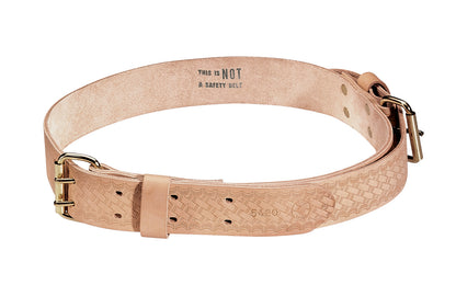 Klein Tools - Made in USA - 5420M - 5420L - 5420XL - Made heavy-duty leather construction - Belt is 2" wide - Embossed basket-weave pattern - Strong double-tongue buckle with keeper - Ironworker's Heavy Duty Tie-Wire Belt - Medium - Large - Extra Large - Waist Size 36'' to 44'' - Waist Size 40" to 48" - Size: 44" to 52"