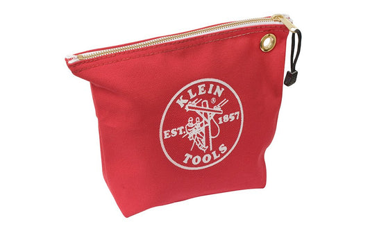 Klein Tools - Made in USA ~ Model 5539RED - Tough Canvas material - Klein Canvas Pouch - Klein Canvas Bag - Storage for pliers, wrenches, & other tools - Klein Canvas Zipper Bag - Made with tough No. 8 canvas for durability - Heavy-duty zipper - 092644552601 - Canvas Zipper Bags, Consumables - Wide Bottom - Red Color - 10"  x  8" x  3-1/2"