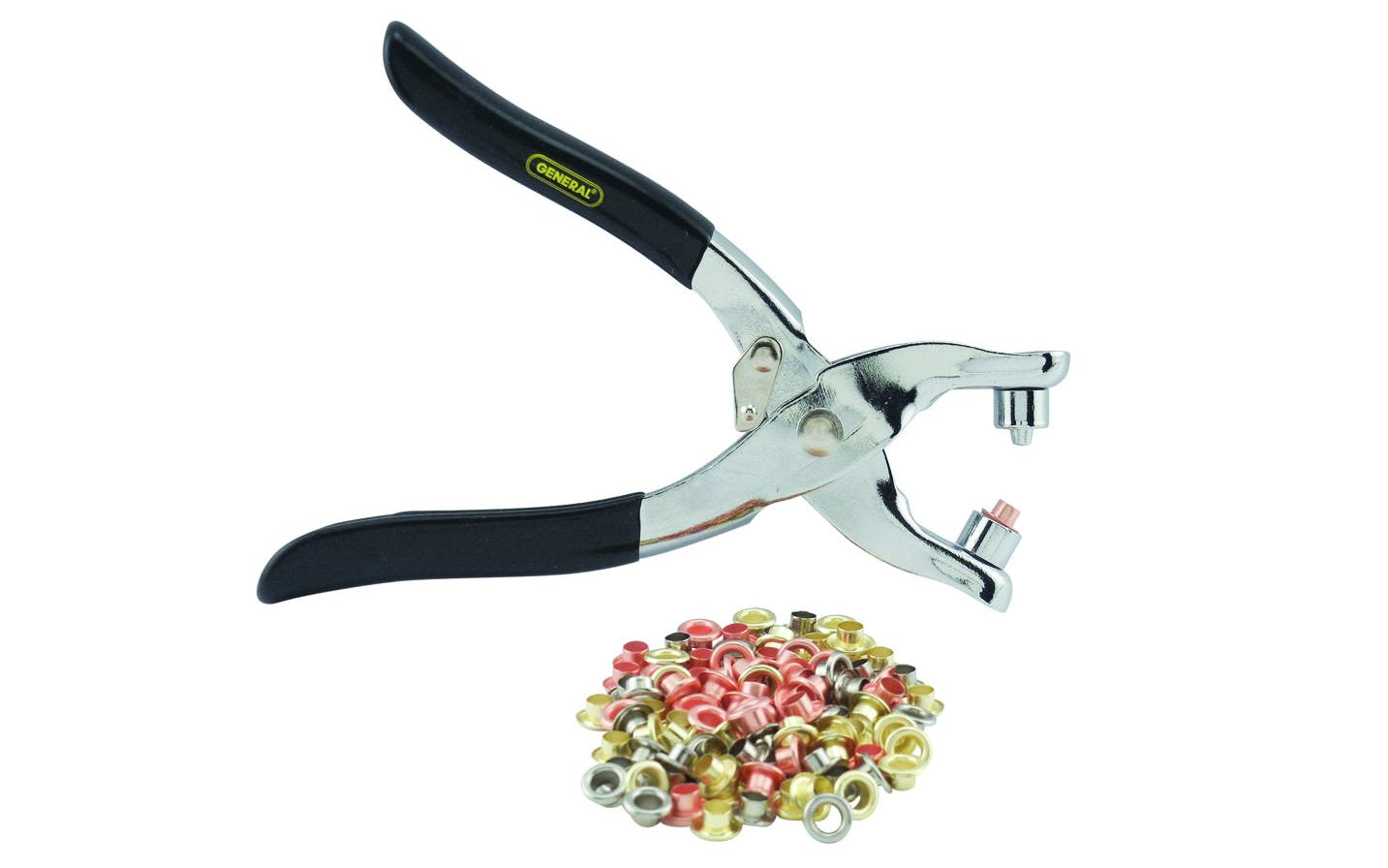 Eyelet Pliers with 100 Eyelet Pieces - 5/32" / 4 mm - General Tools Model No. 71 ~ Ideal for making small eyelets in leather, plastic, rubber, canvas & cardboard