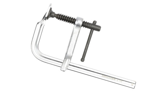 Jorgensen 6" x 3" Drop-Forged Bar Clamp - No. 75306 ~ 6" max opening - 3" throat depth - 450 lbs. clamping pressure - The drop-forged steel bar is chrome plated to ward off rust longer, & a heat-treated acme screw