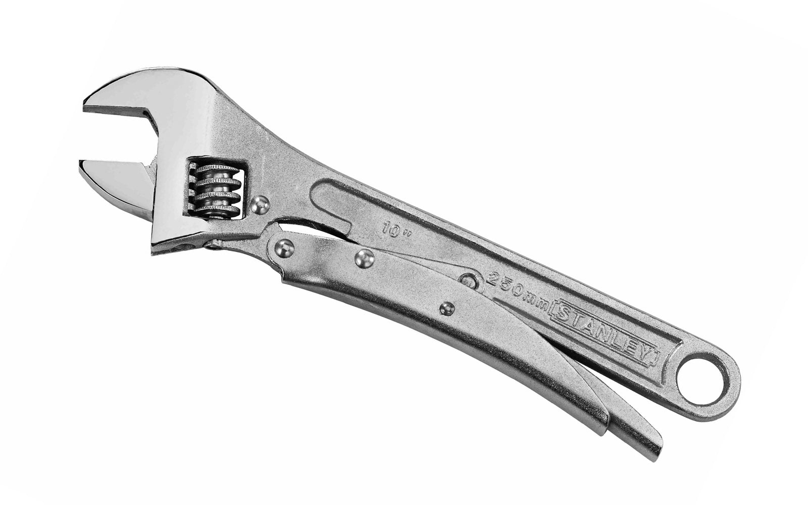 Stanley 10" Locking Adjustable Wrench ~ 85-610 - Traditional adjustable wrench & locking pliers - ANSI specifications ~ Anti-slip mechanism locks the movable jaw & tightly grips onto fastener - Locking Handle