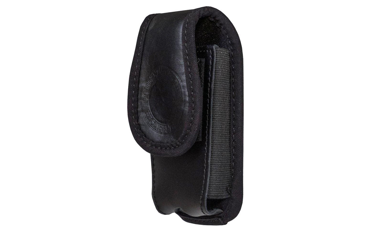 Occidental Expandable Clip-On Phone Holster ~ 8574 - Made in USA - Hand Made ~ A leather holster with heavy duty elastic sides that firmly holds your cell phone - Fits iPhone 6, 7, 8, & X models - Also fits Galaxy S6, S7, S9 (not Plus models) - Expands out - Fits many smart phones - 2" spring steel belt