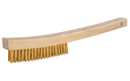 14" Long Brass Scratch Brush with Wooden Handle ~ 3/4" Width x 1-1/8" Trim - Magnolia Brush Model No. 1-SB - Made in USA